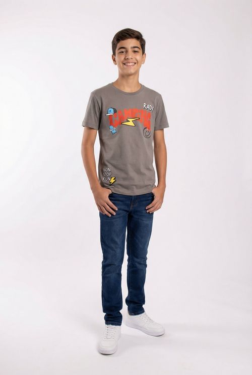 Camiseta Infantil Menino Cinza Juvenil Estampa Gamer Rad!