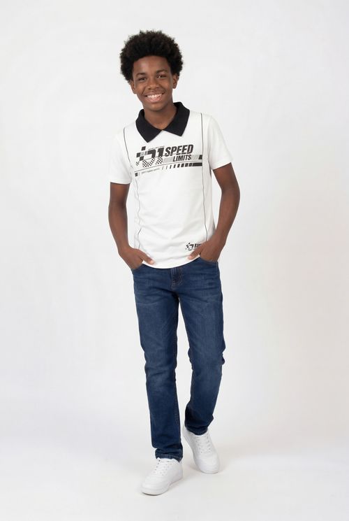 Camiseta Polo Infantil Menino Off White Juvenil Speed Limits