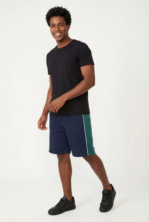Bermuda masc trendy recorte azul e verde azul escuro