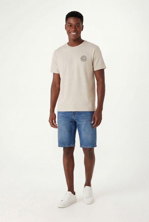 Camiseta masc casual text silk cannes bege medio