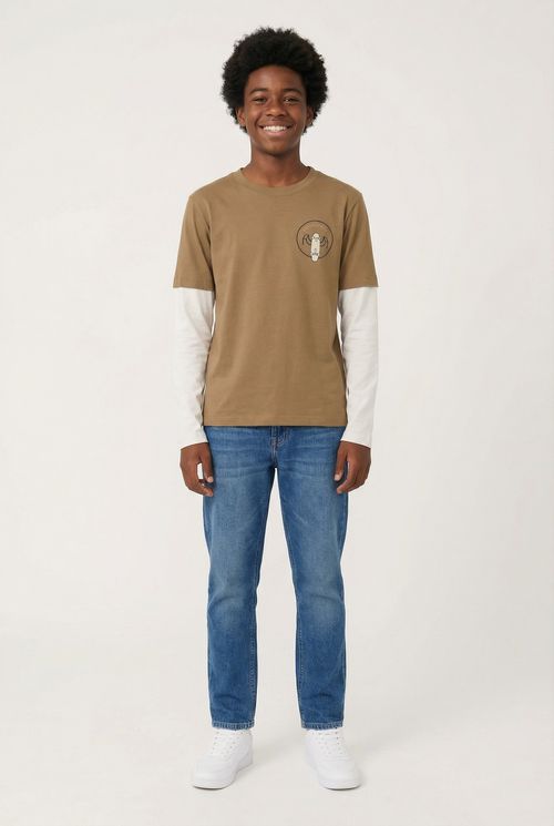 Camiseta m/l 10/16 nos cdjuvo288 skate bege caqui