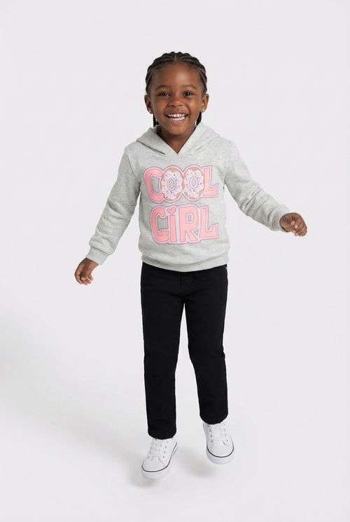 Moletom Infantil Menina Mescla com Capuz Cool Girl Donuts