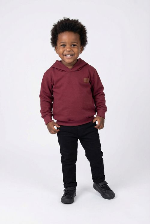 Moletom Infantil Bordô com Capuz e Aplique