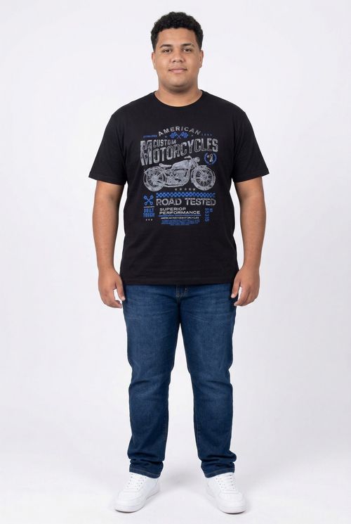 Camiseta Masculina Preta Estampa American Custom Motorcycles Vintage