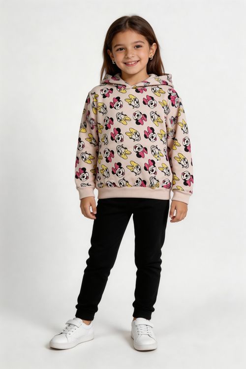 Moletom Infantil menina Bege Claro Minnie