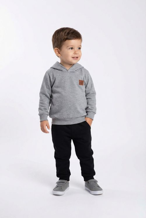 Moletom Infantil Cinza Mescla com Aplique