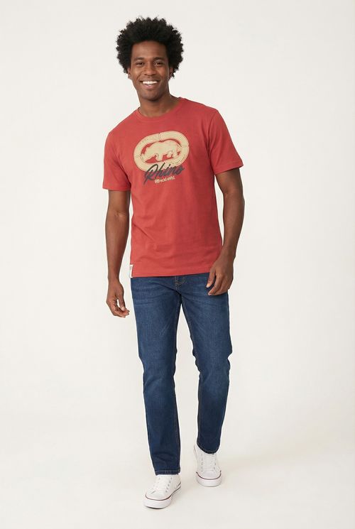 Camiseta Masculina Vermelha Adulto Estampa Ecko Rhino