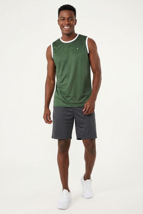 Regata Masculina Verde Pistache com Contraste Branco e Seta