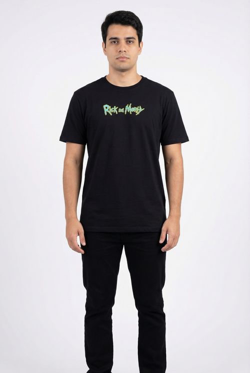 Camiseta Masculina Preta Adulto Rick and Morty