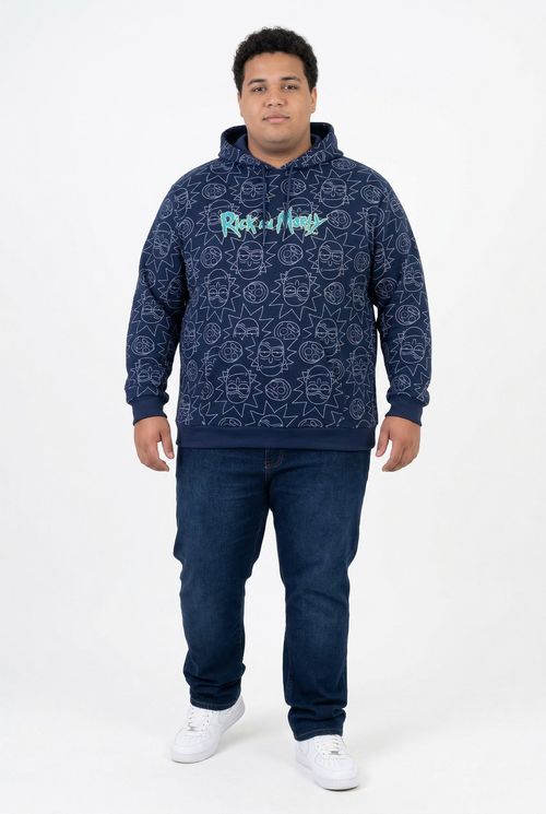 Moletom Masculino Azul Escuro Rick & Morty Galáctico