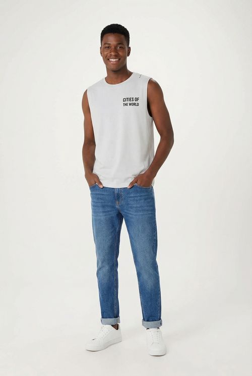 Regata Masculina Cinza Urbano Cities of the World