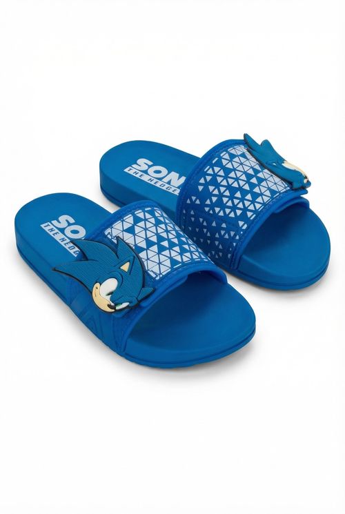 Chinelo Slide Infantil Menino Azul Sonic The Hedgehog