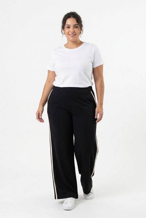Calça Feminina Preta Faixa Lateral Off-White