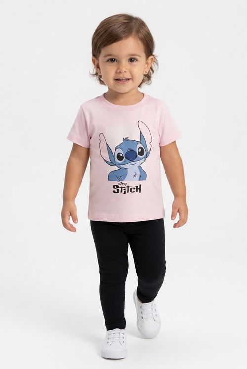 Blusa Infantil Menina Rosa Claro Estampa Foil Stitch
