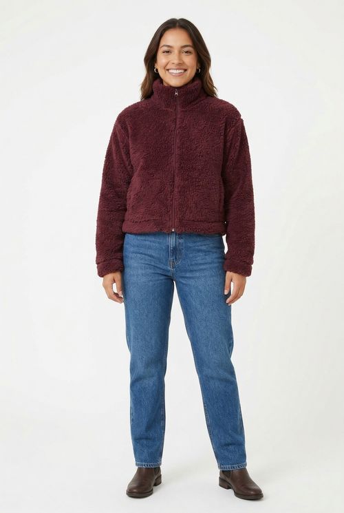 Moletom Feminino Sherpa Gola Alta Vinho Borgonha