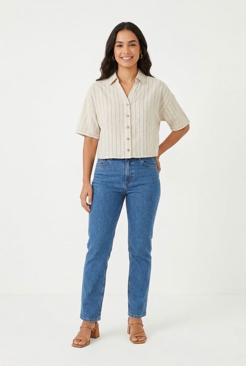 Camisa fem casual fcac008 m/c botoes estampado