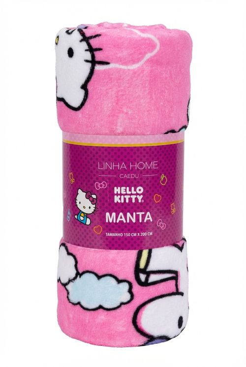 Manta Soft Infantil Menina Rosa Hello Kitty Nuvem