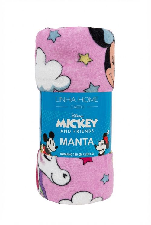 Manta Aconchegante Infantil Menina Rosa Mickey e Minnie