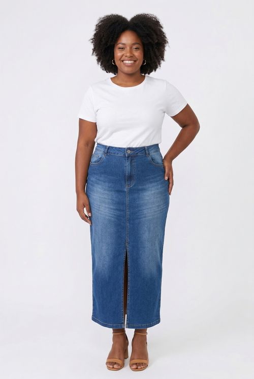 Saia fpm cs 18004 jns fenda frontal md jeans azul medio