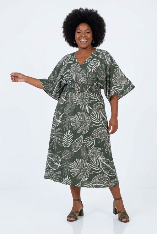 Vestido fem fpm fgv036 m/c japonesa esta estampado