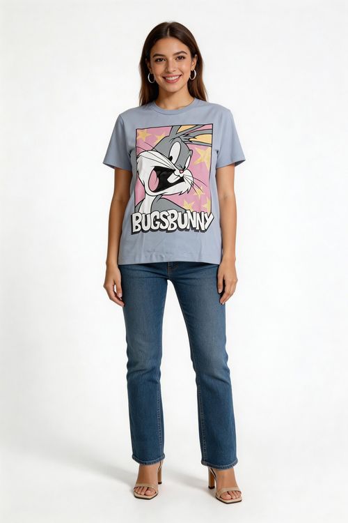 Blusa Feminina Azul Claro Pernalonga Looney Tunes