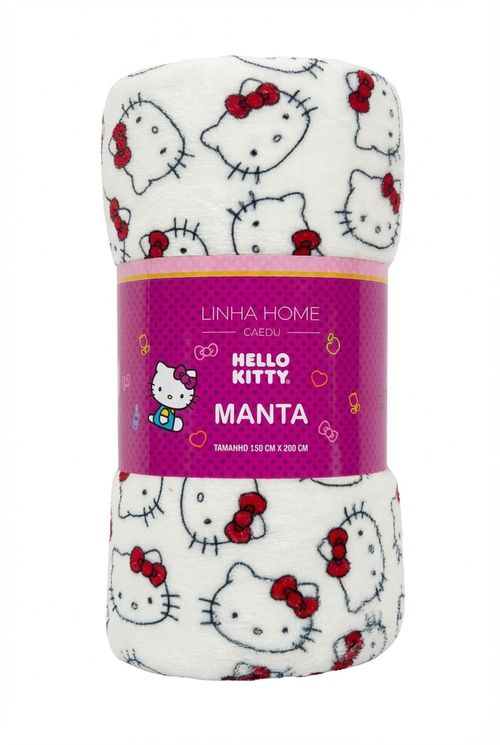 Manta Casal Feminina Vermelha Estampa Hello Kitty