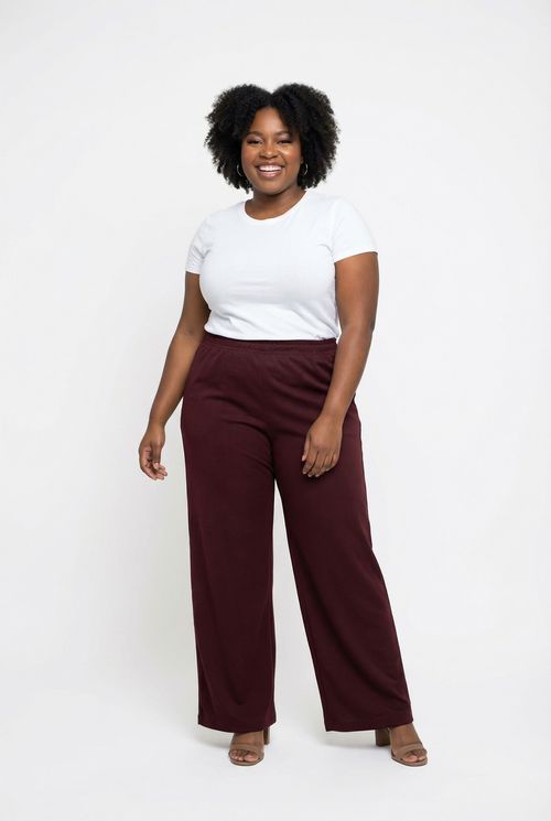 Calça Pantalona Feminina Vinho