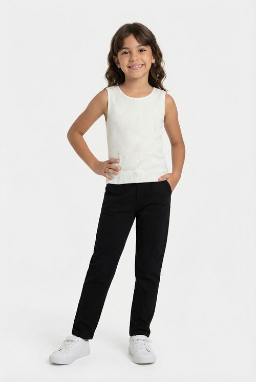 Regata Infantil Menina Off White Texturizada