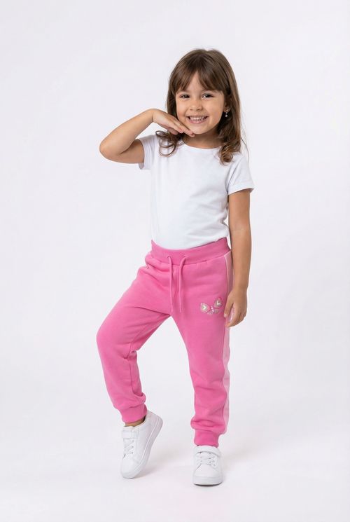 Calça Infantil Menina Rosa Borboletas