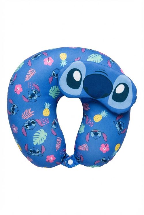 Kit Conforto Viagem Infantil Azul Stitch Tropical