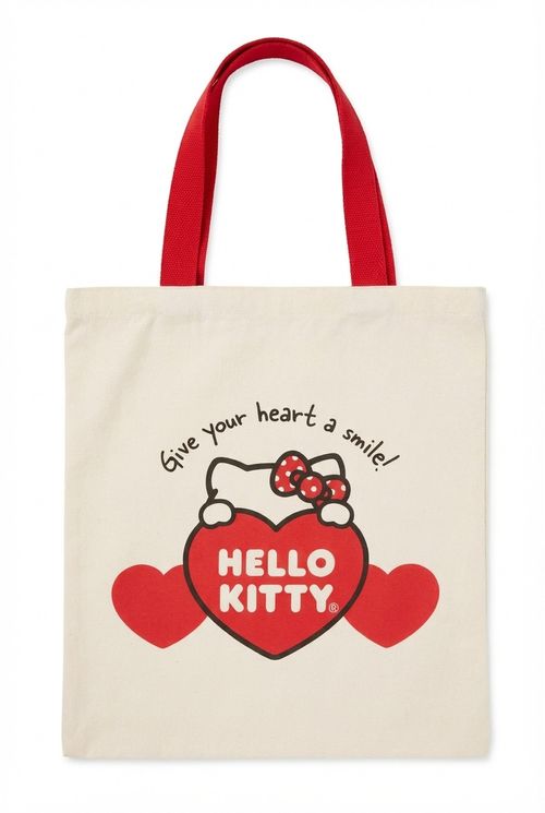 Ecobag Feminina Creme Hello Kitty Coração Give Your Heart a Smile