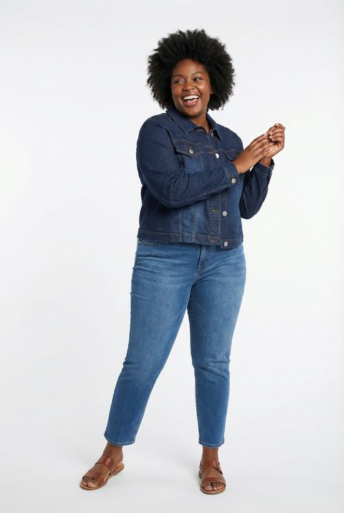Jaqueta Jeans Feminina Azul Escuro