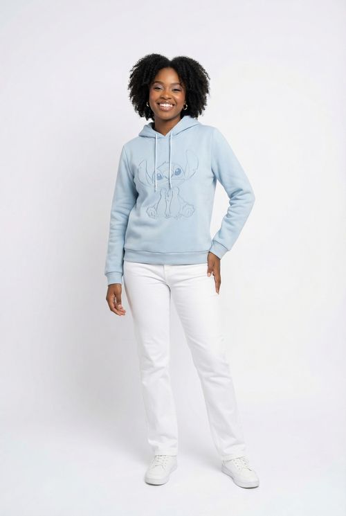 Moletom Feminino Azul Claro Stitch Bordado