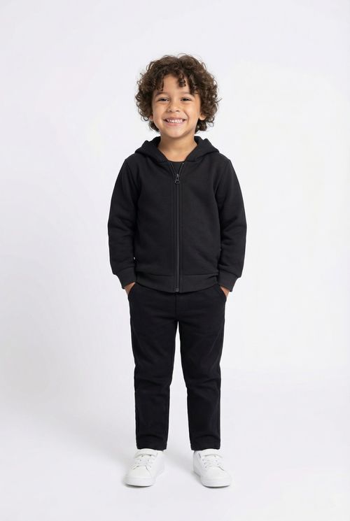 Moletom Infantil Preto com Zíper e Capuz