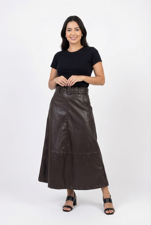 Saia fem city fcii003a pu mid com cinto preto