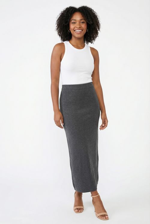 Saia fem city fcii013 midi trico cinza cinza escuro