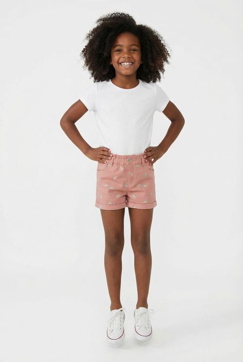 Inf 4/8 nas ibh090b shorts sarja bordado rosa medio
