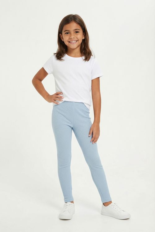 Legging Infantil Menina Azul Claro Waffle