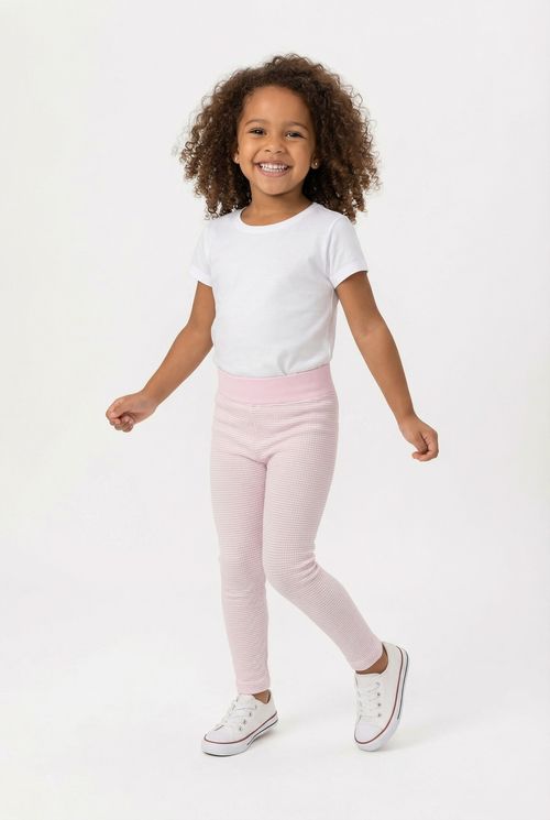 Calça Legging Infantil Menina Rosa Claro Canelada