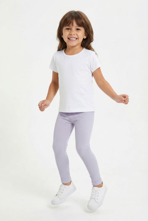 Legging Infantil Menina Lilás Texturizada Quadriculada