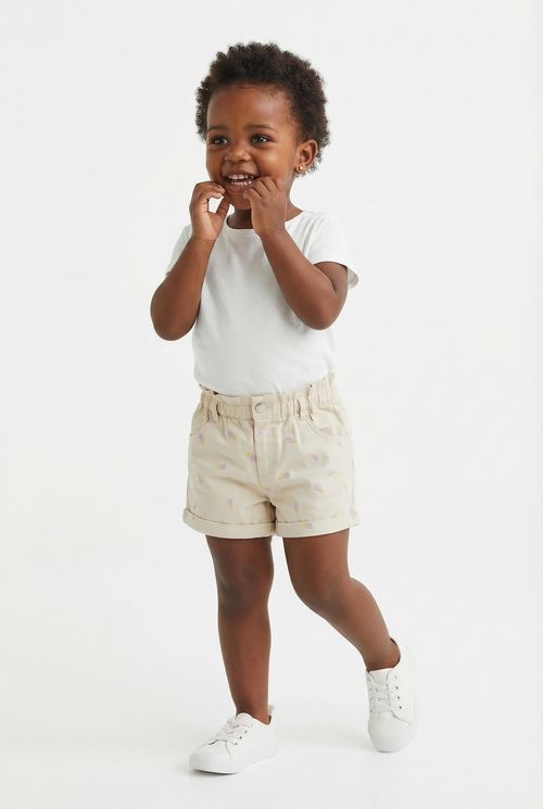 Inf 1/3 nas iba279b shorts sarja bordado bege claro