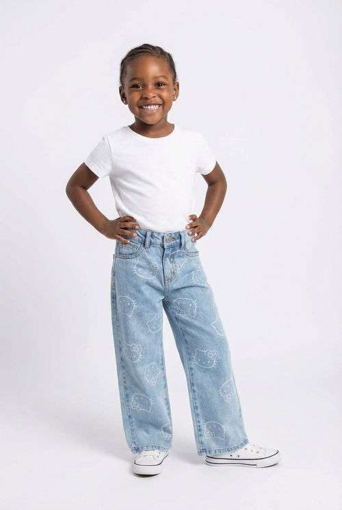 Calca inf4/8nas hello kitty wide 30002 jeans azul claro