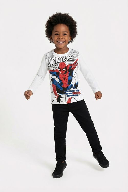 Camiseta Infantil Menino Off White Homem-Aranha