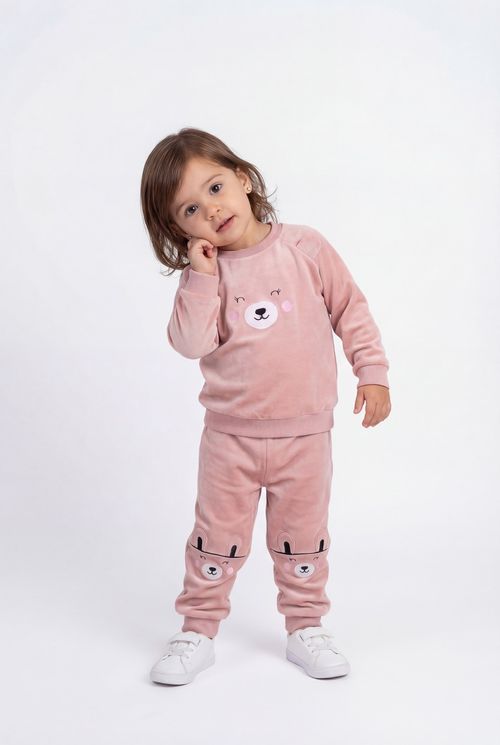 Conjunto Infantil Menina Rosa Urso