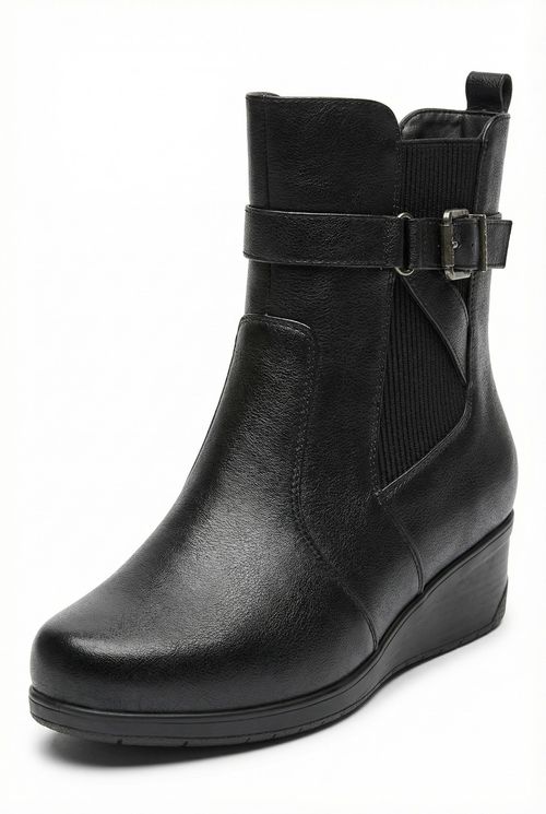 Bota anabela elastico 71103 preto preto