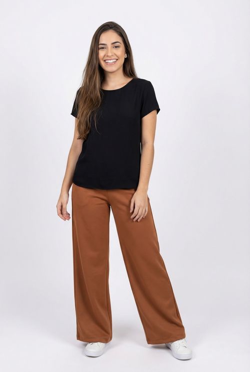 Calça Pantalona Feminina Marrom Caramelo
