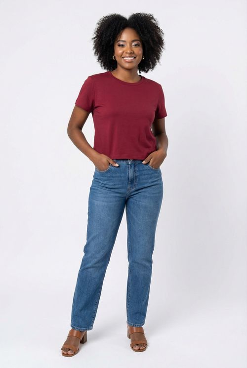 Camiseta Feminina Vinho Básica