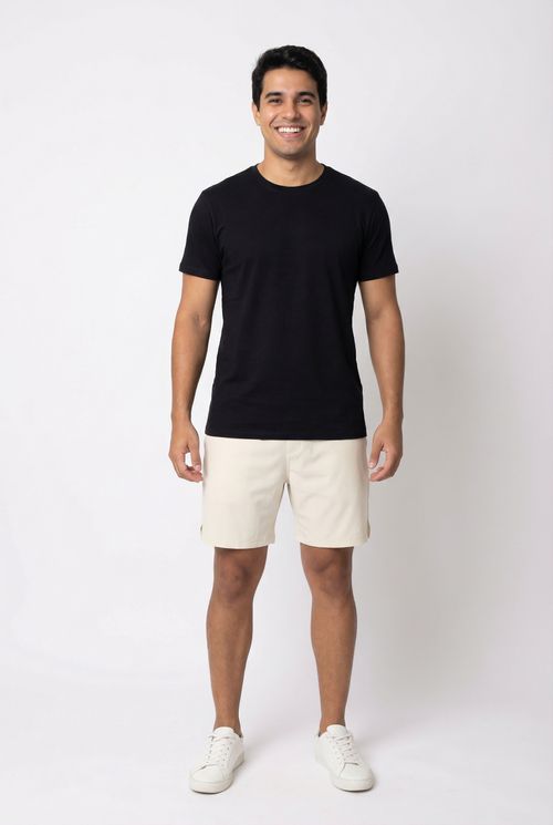 Bermuda Masculina Casual Microfibra Flex Bege Claro