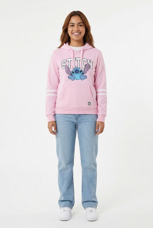 Moletom Feminino com Capuz Stitch Rosa Estilo College
