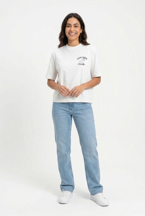 Camiseta fem fsh ffl420 box dog mom off off white